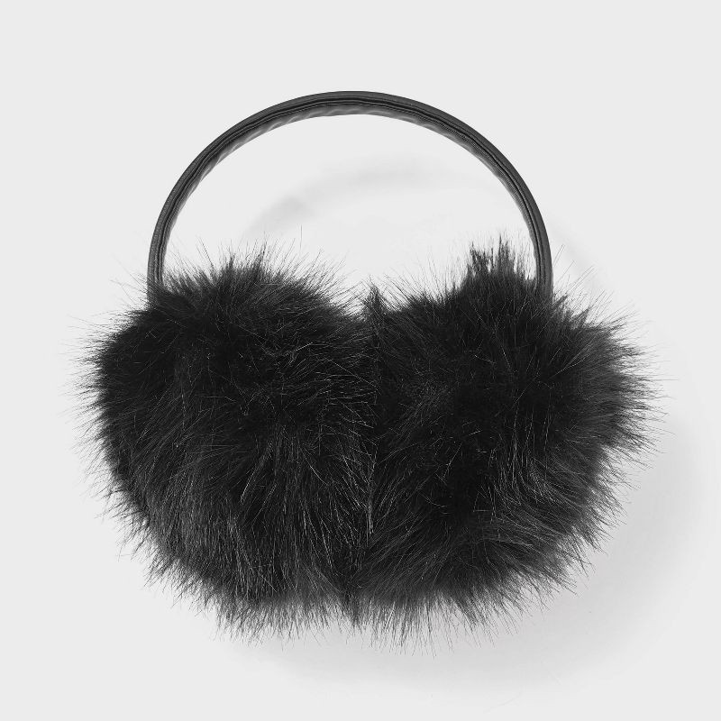 slide 1 of 3, Fuzzy Earmuff - Universal Thread™ Black, 1 ct