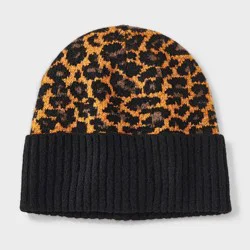 Essential Cuffed Leopard Print Beanie - Universal Thread™ Brown/Black