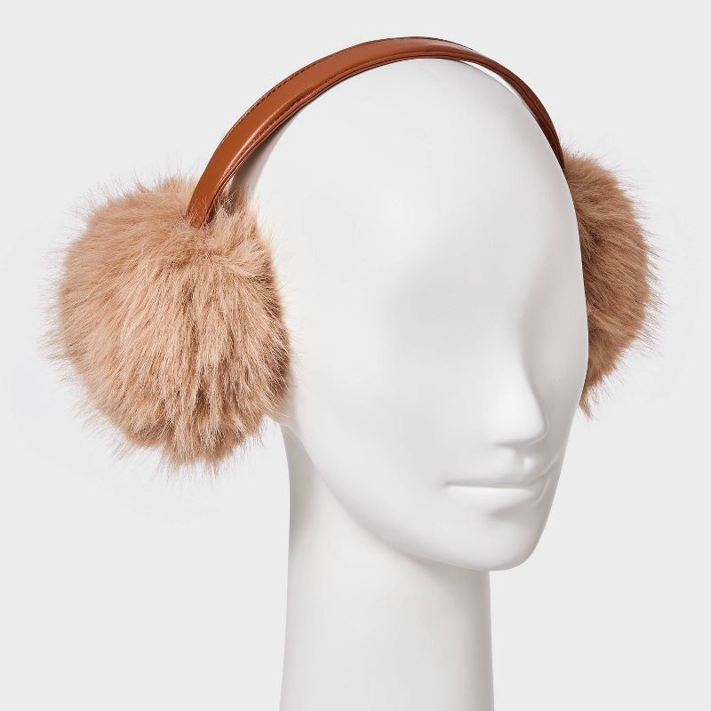 slide 2 of 3, Fuzzy Earmuff - Universal Thread™ Tan, 1 ct