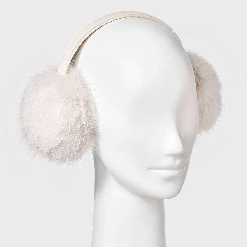 slide 2 of 3, Fuzzy Earmuff - Universal Thread™ Cream, 1 ct