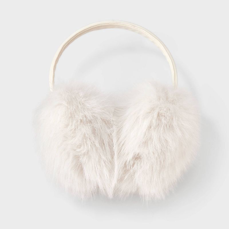 slide 1 of 3, Fuzzy Earmuff - Universal Thread™ Cream, 1 ct