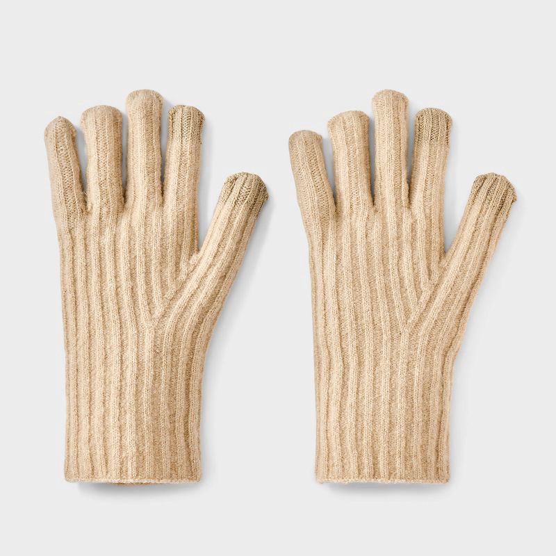 slide 1 of 3, Essential Ribbed Glove - Universal Thread™ Brown, 1 ct