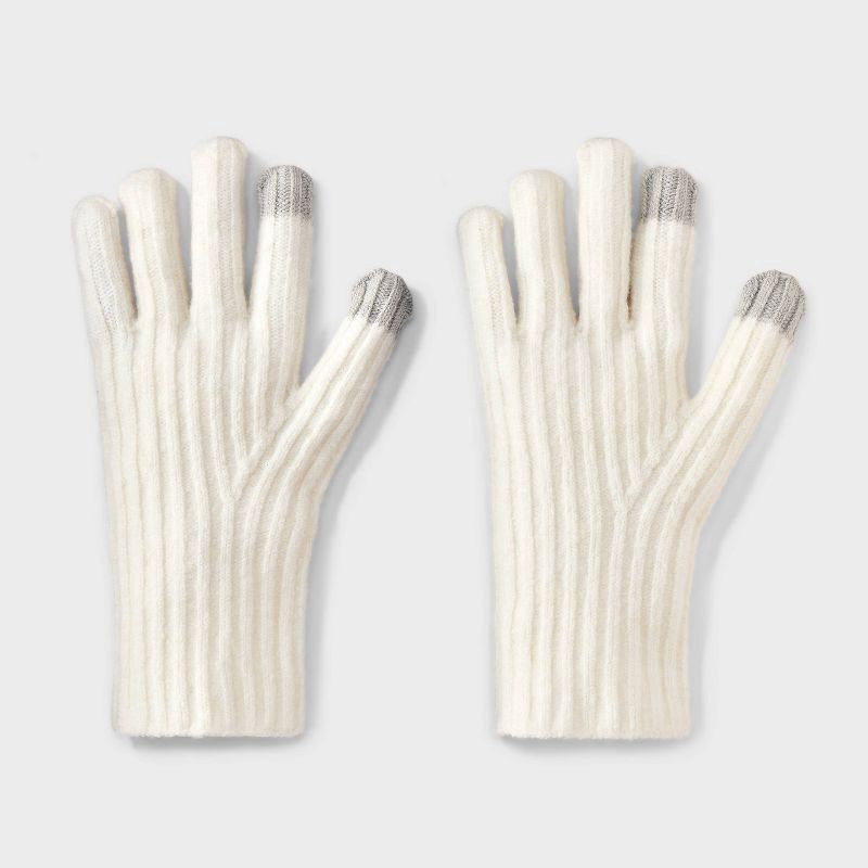 slide 1 of 3, Essential Ribbed Glove - Universal Thread™ Cream, 1 ct