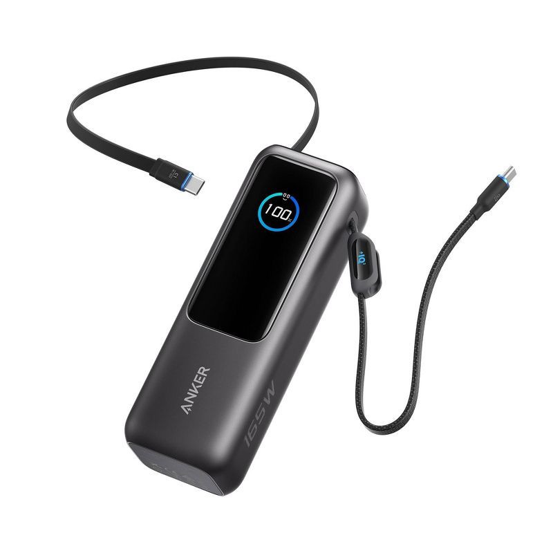slide 2 of 5, Anker Power Bank 25K 165W Built-In and Retractable Cable: Charges 4 Devices Simultaneously, 1 ct