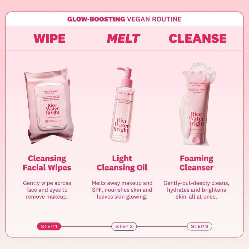 slide 9 of 13, The Face Shop Rice Water Bright Vegan Cleansing Wipes - 50ct, 50 ct