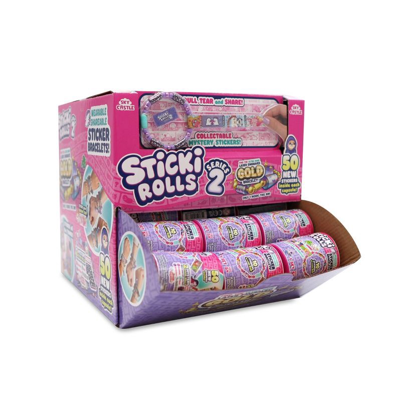 slide 4 of 4, Sticki Rolls Gravity Feed Sticki Band Capsule - 24pc: Craft Activity Kit, Plastic Material, Includes Stickers, 24 ct