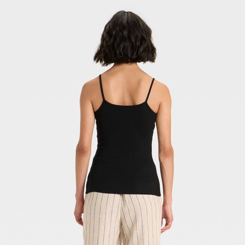 slide 2 of 3, Women's Slim Fit Ribbed Cami - A New Day™ Black XS, 1 ct
