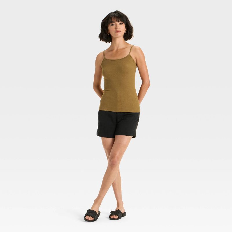 slide 3 of 3, Women's Slim Fit Ribbed Cami - A New Day™ Brown XS, 1 ct