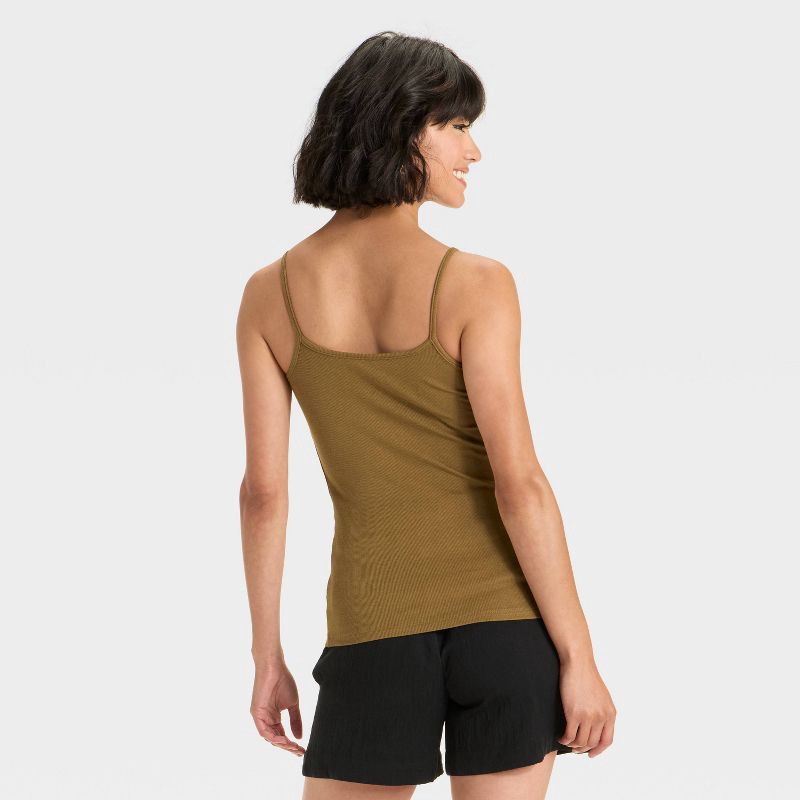 slide 2 of 3, Women's Slim Fit Ribbed Cami - A New Day™ Brown S, 1 ct