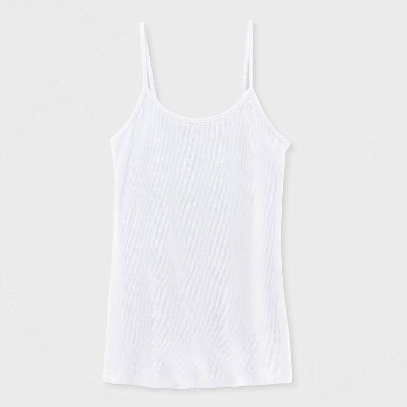 slide 4 of 4, Women's Slim Fit Ribbed Cami - A New Day™ White XL, 1 ct