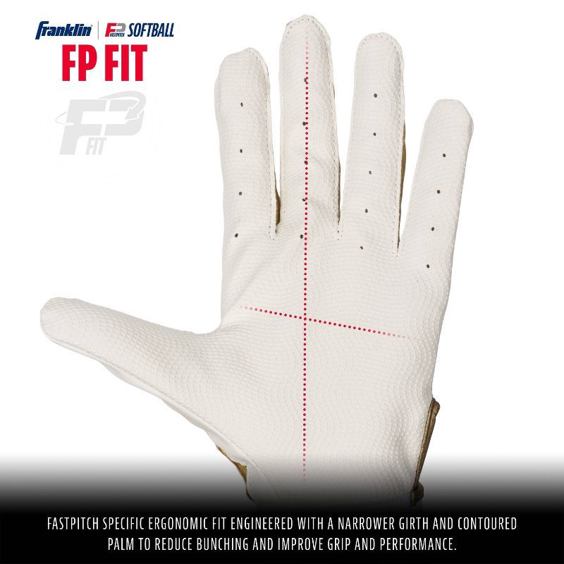 slide 5 of 7, USA Softball Franklin Sports Classix X FP Batting Gloves Small - White / Gold, 1 ct