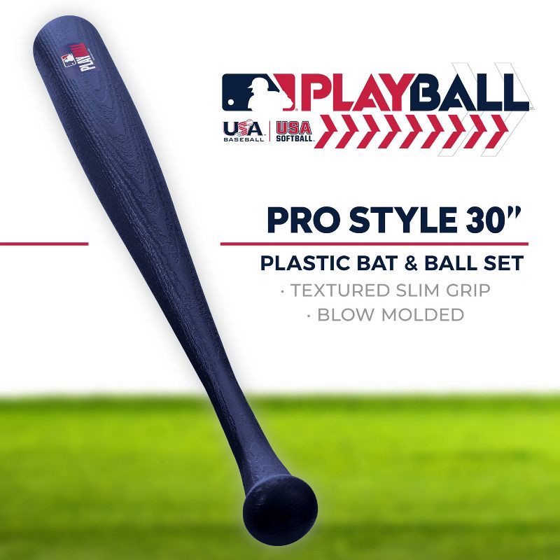 slide 2 of 9, MLB Playball 30" Bat/Ball T- Ball Set Blue, 1 ct