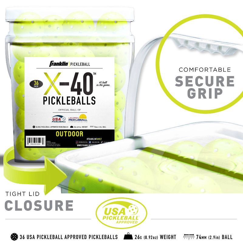 slide 14 of 14, Franklin Sports Bucket X40 Pickleballs - 36pk, 36 ct