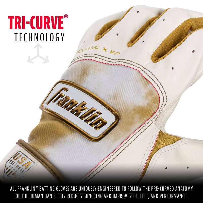 slide 2 of 7, Franklin Sports Classix X FP Batting Gloves Medium - White / Gold, 1 ct