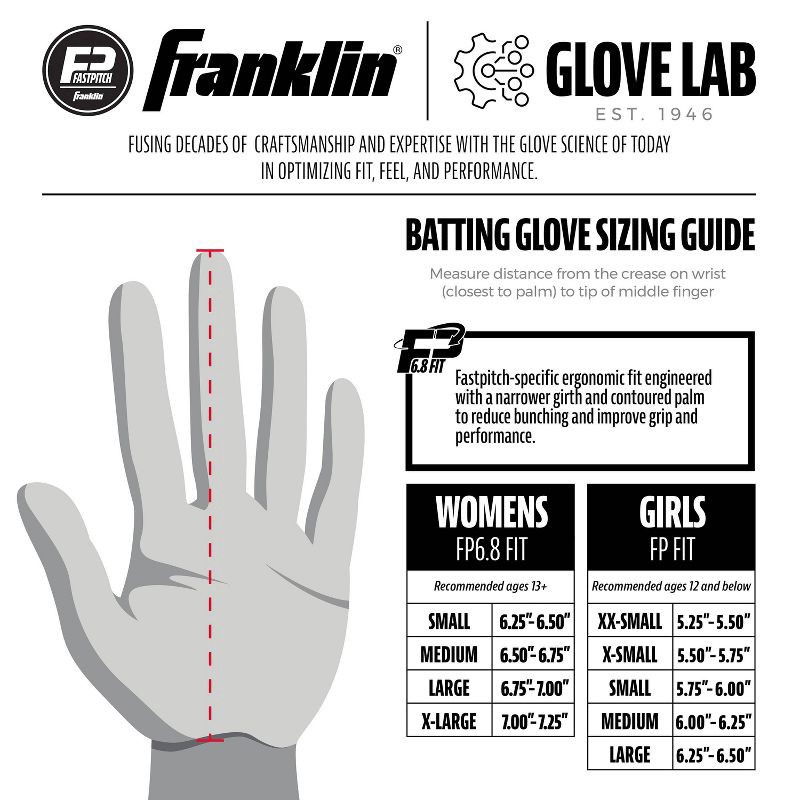 slide 6 of 7, Franklin Sports Classix X FP Batting Gloves Medium - White / Gold, 1 ct