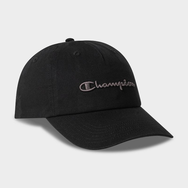 slide 3 of 4, Champion Adult Script Twill Baseball Hat - Black, 1 ct