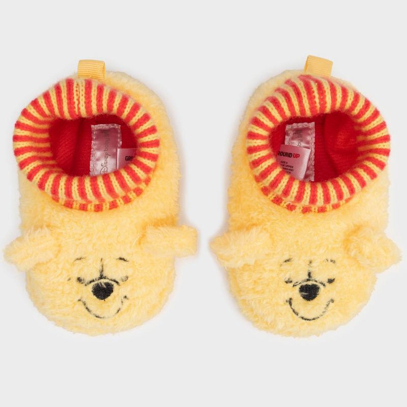 slide 3 of 4, Baby Pooh Fuzzy Top Crib Solid Sock Slippers - Yellow 3-6M, 1 ct