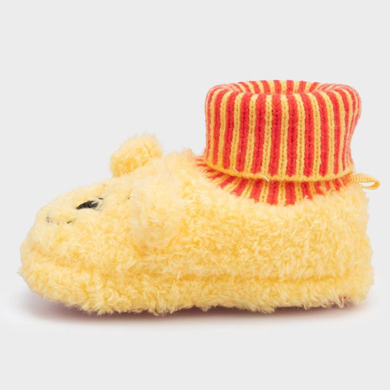 slide 2 of 4, Baby Pooh Fuzzy Top Crib Solid Sock Slippers - Yellow 6-9M, 1 ct