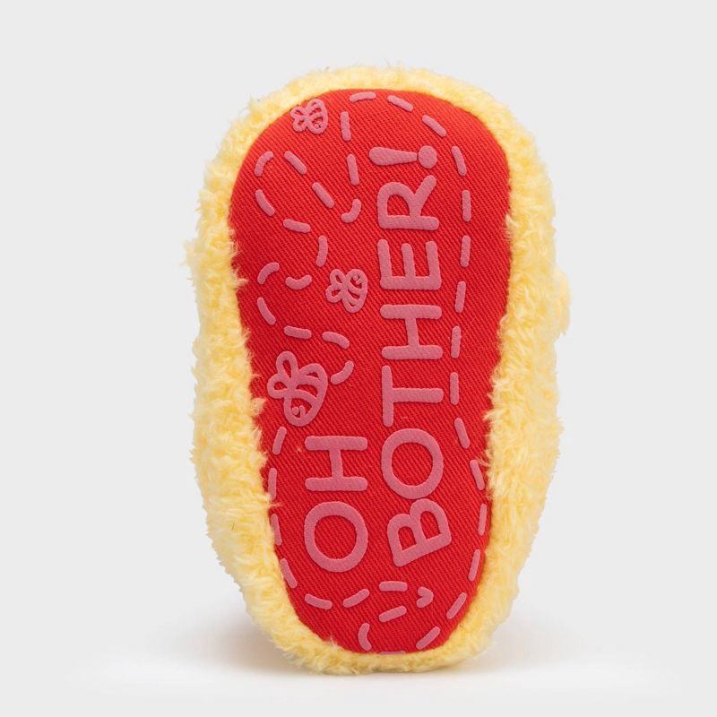 slide 4 of 4, Baby Pooh Fuzzy Top Crib Solid Sock Slippers - Yellow 9-12M, 1 ct
