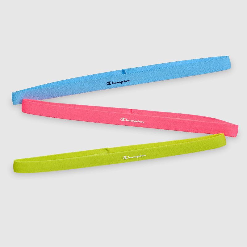 slide 8 of 12, Champion Game-Day Headbands 3pk- Blue/ Pink/Yellow, 3 ct