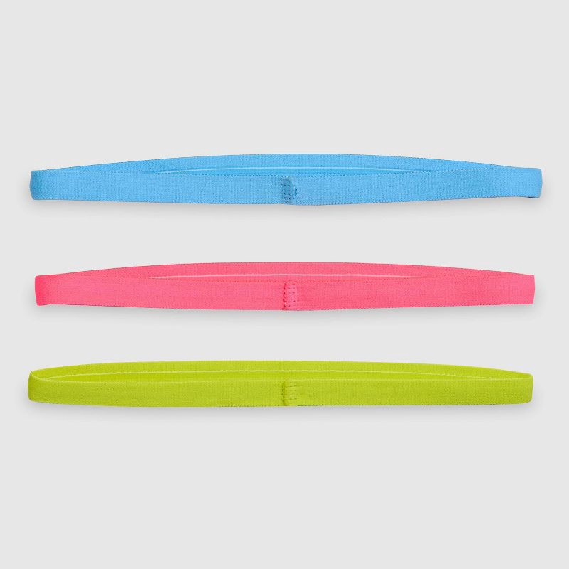 slide 9 of 12, Champion Game-Day Headbands 3pk- Blue/ Pink/Yellow, 3 ct