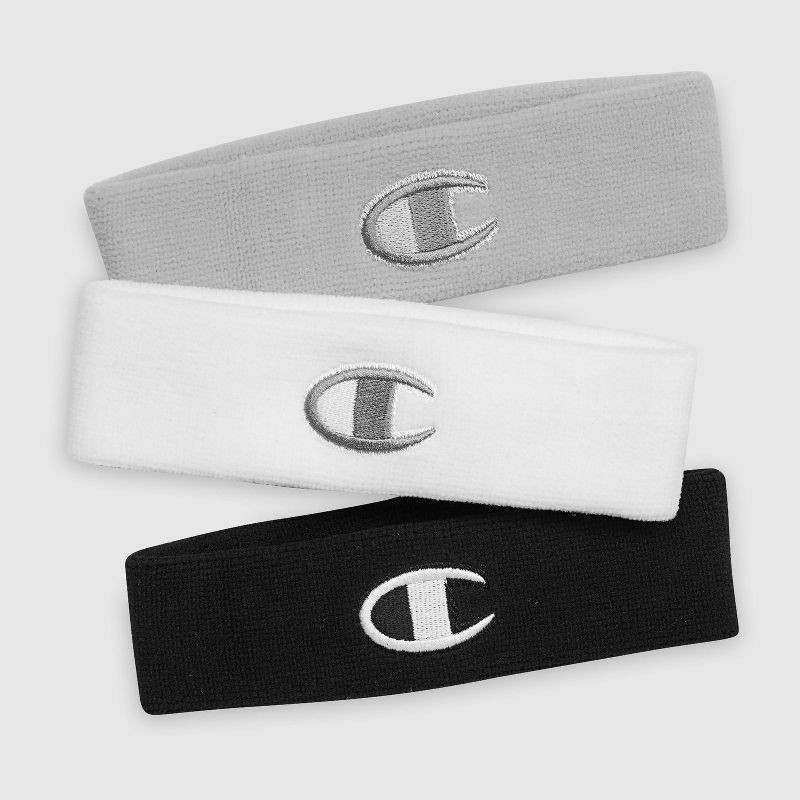 slide 8 of 12, Champion Varsity Headbands 3pk - Gray/ White/Black, 3 ct