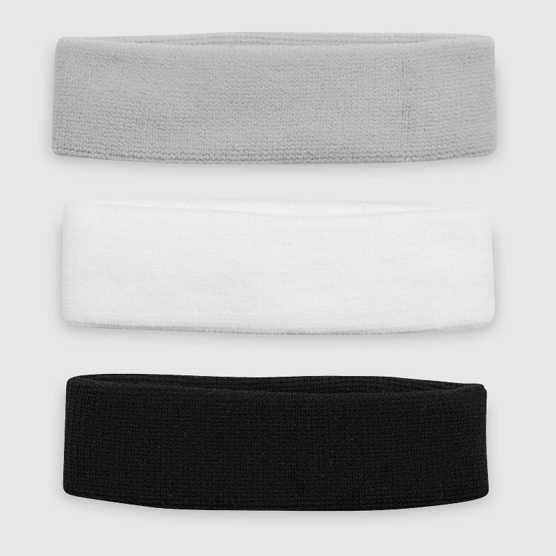 slide 9 of 12, Champion Varsity Headbands 3pk - Gray/ White/Black, 3 ct