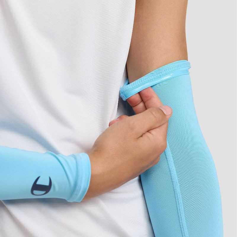 slide 3 of 7, Champion Momentum Arm Sleeve S/M Youth 2pk - Blue, 2 ct