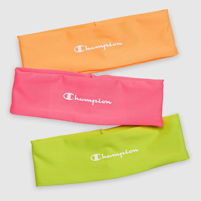 slide 8 of 12, Champion Legend Headband 3pk - Orange/Pink/Yellow, 3 ct