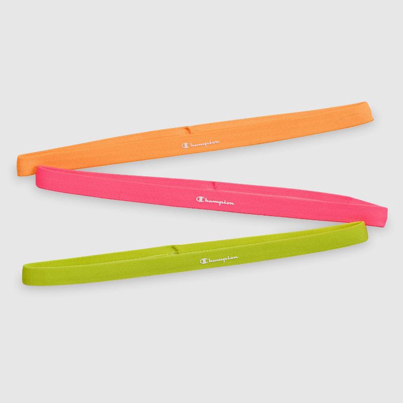 slide 8 of 12, Champion Game-Day Headbands 3pk - Pink/ Yellow/Orange, 3 ct