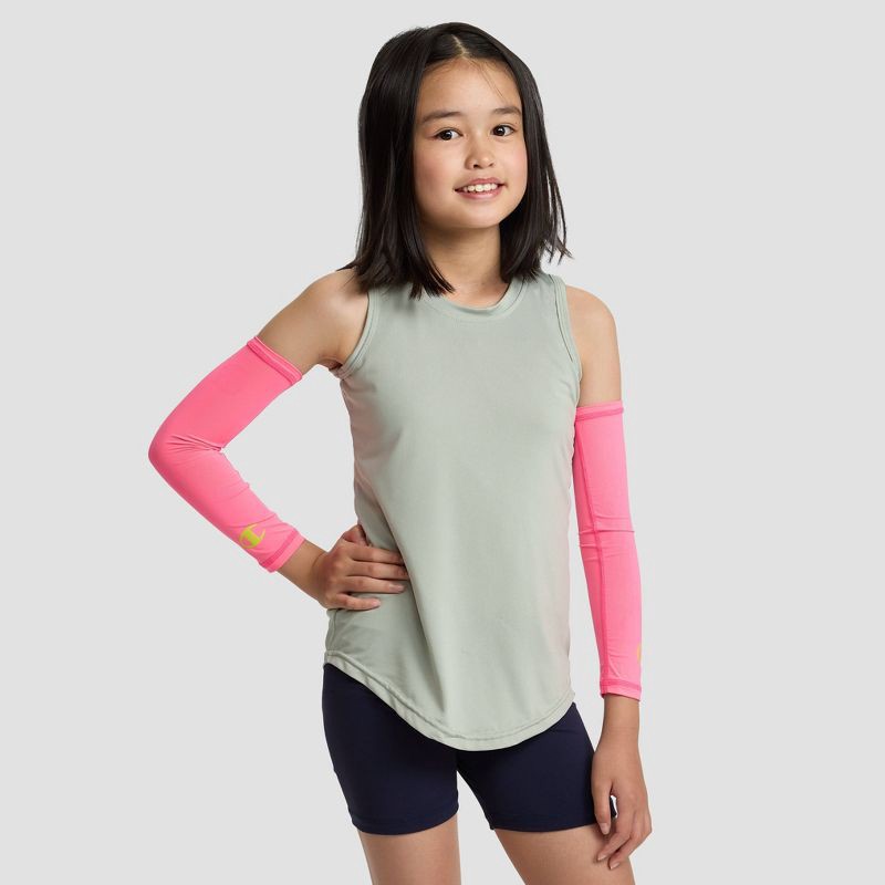 slide 1 of 7, Champion Momentum Arm Sleeve S/M Youth 2pk - Pink, 2 ct