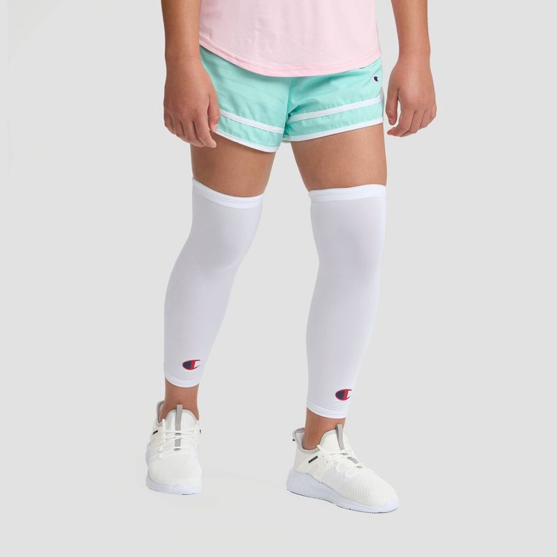 slide 1 of 7, Champion Momentum Leg Sleeve L/XL Youth 2pk - White, 2 ct