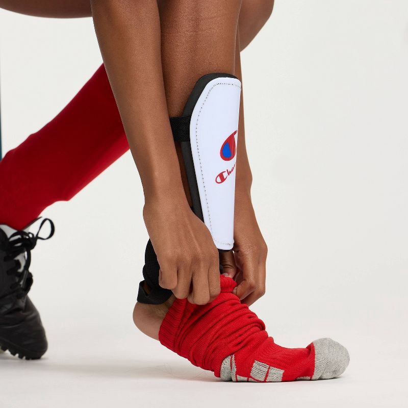 slide 7 of 7, Champion Defender Shin Guards - White L, 1 ct