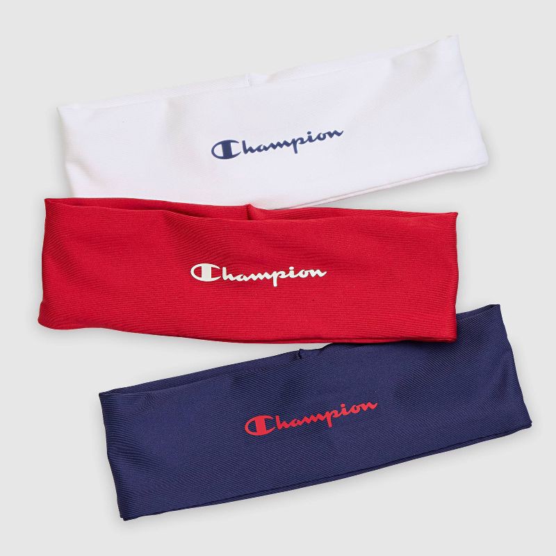 slide 8 of 12, Champion Legend Headband 3pk - White/ Red/ Blue, 3 ct