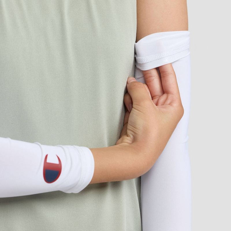 slide 3 of 7, Champion Momentum Arm Sleeve L/XL Youth 2pk - White, 2 ct