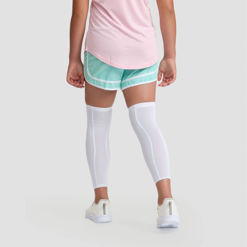 slide 2 of 7, Champion Momentum Leg Sleeve S/M Youth 2pk - White, 2 ct