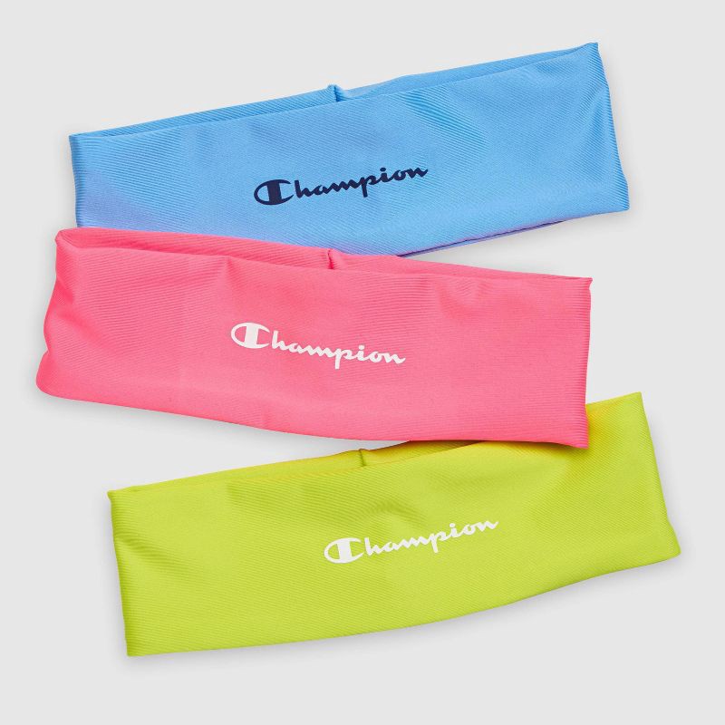 slide 8 of 12, Champion Legend Headband 3pk - Blue/Pink/Yellow, 3 ct
