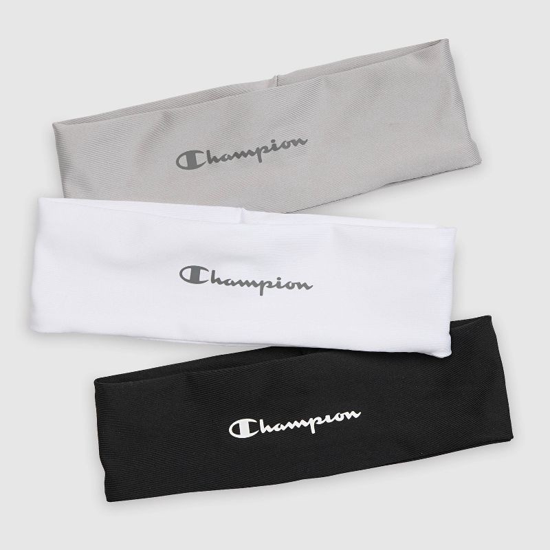 slide 8 of 12, Champion Legend Headband 3pk - Black/White/Gray, 3 ct