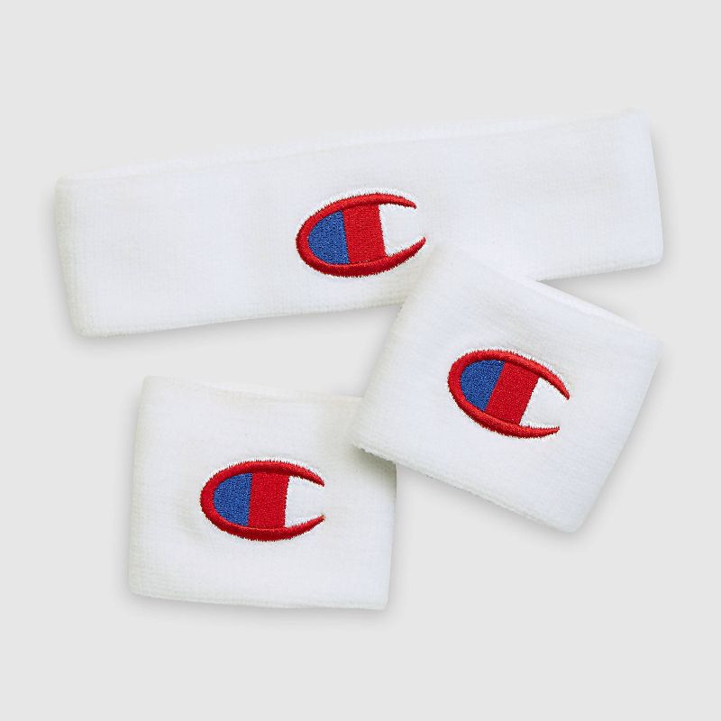 slide 4 of 8, Champion Varsity Headbands+ Wristbands 3pk - White, 3 ct
