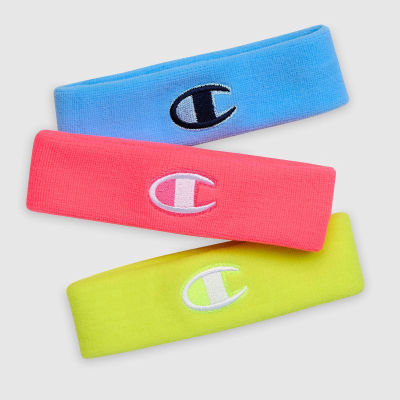 slide 8 of 12, Champion Varsity Headbands 3pk Blue/Pink/Yellow, 3 ct