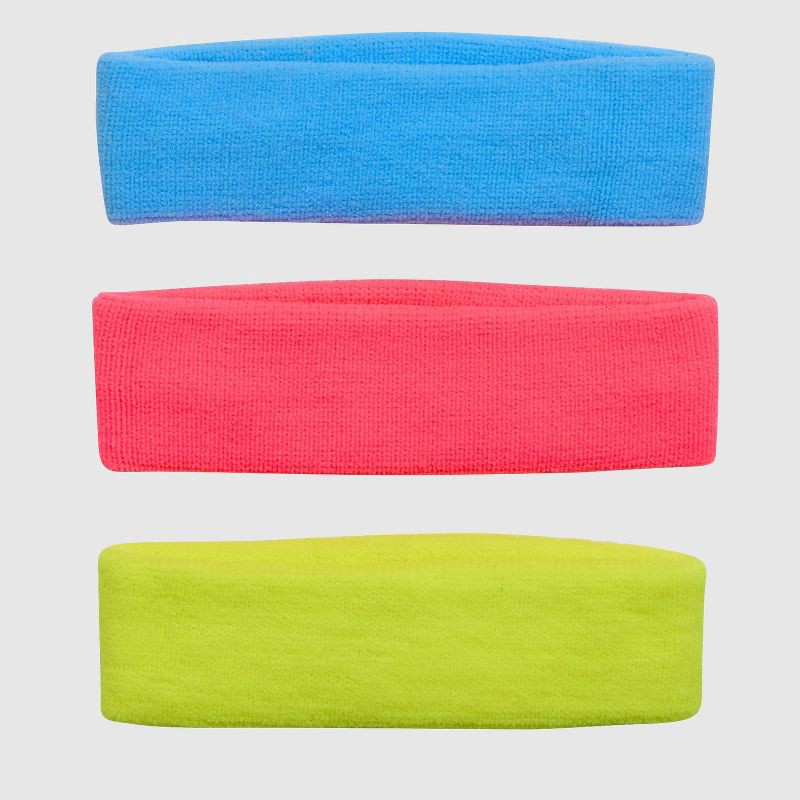 slide 9 of 12, Champion Varsity Headbands 3pk Blue/Pink/Yellow, 3 ct