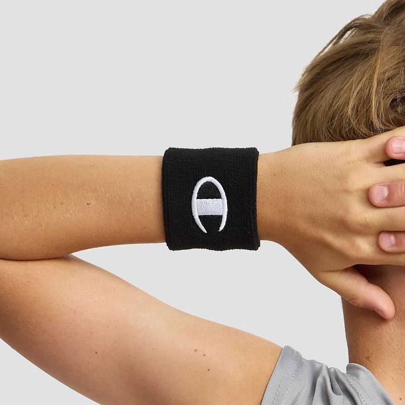 slide 2 of 8, Champion Varsity Headbands+Wristbands 3pk - Black, 3 ct