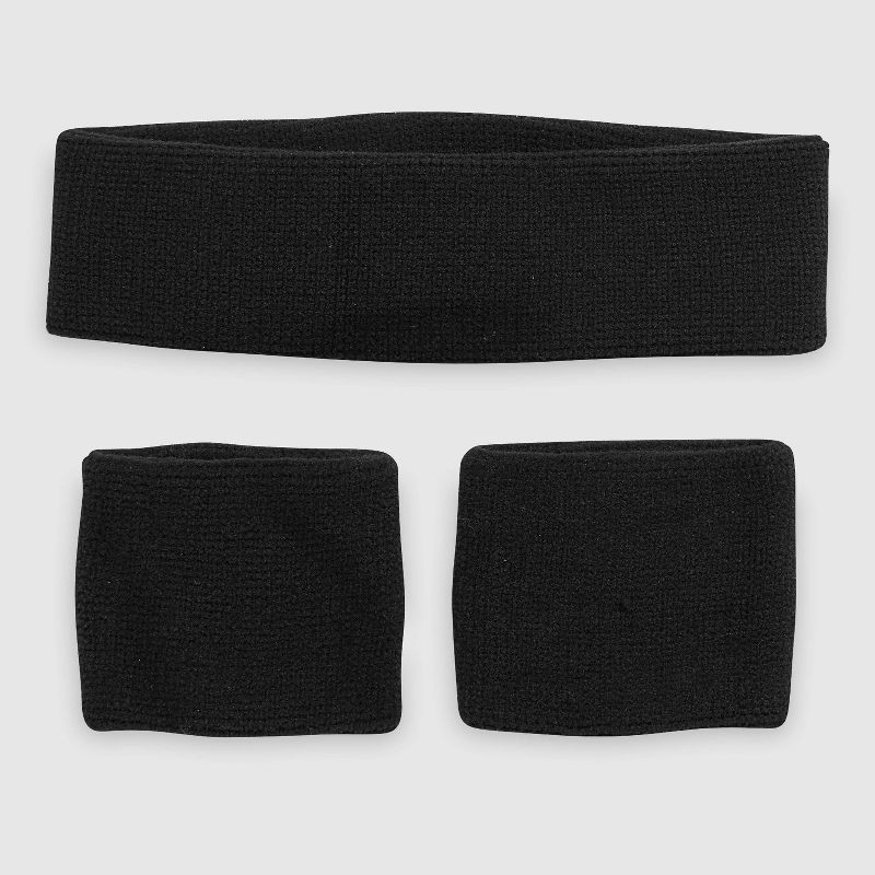 slide 5 of 8, Champion Varsity Headbands+Wristbands 3pk - Black, 3 ct