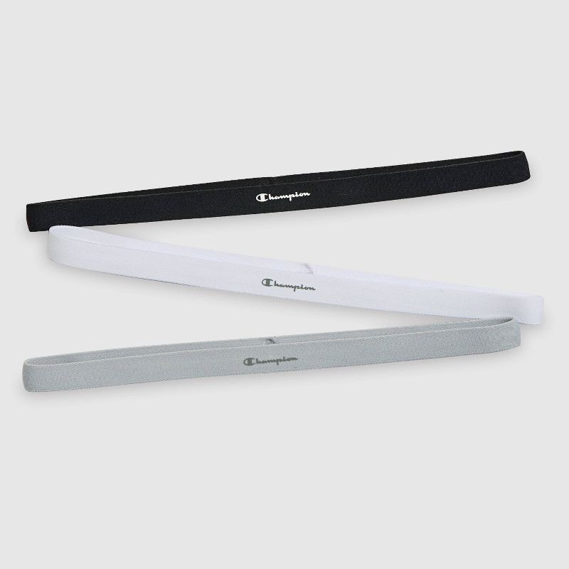 slide 8 of 12, Champion Game-Day Headbands 3pk - Black/ White/Gray, 3 ct