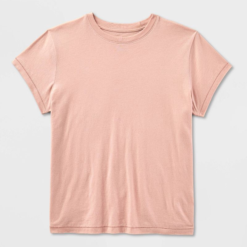 slide 4 of 4, Women's Short Sleeve Crewneck T-Shirt - Universal Thread™ Pink XL, 1 ct