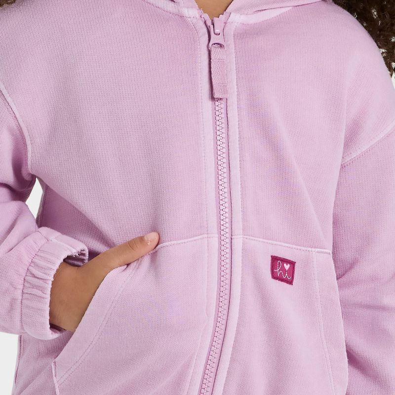 slide 3 of 4, Toddler Girls' Zip-Up French Terry Hoodie - Cat & Jack™ Lavender 18M, 1 ct