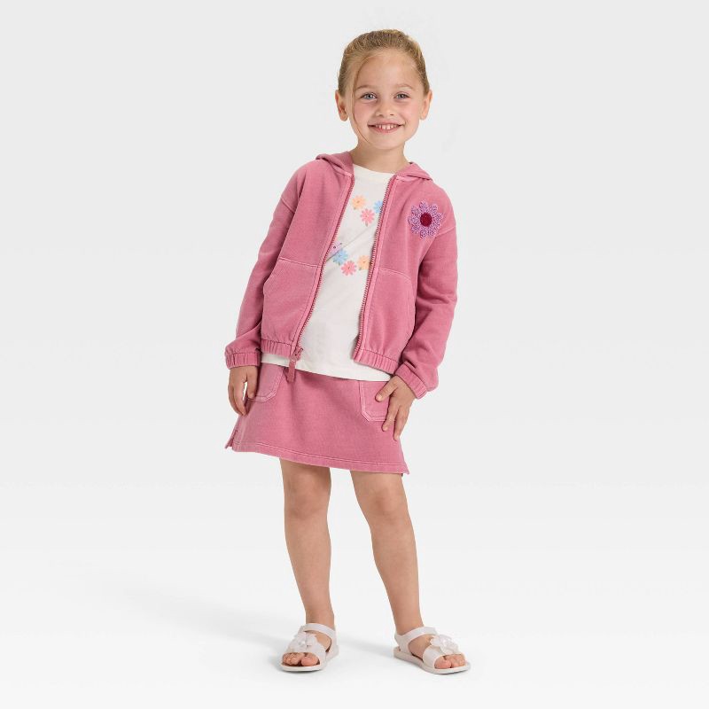 slide 4 of 4, Toddler Girls' Zip-Up French Terry Hoodie - Cat & Jack™ Pink 2T, 1 ct