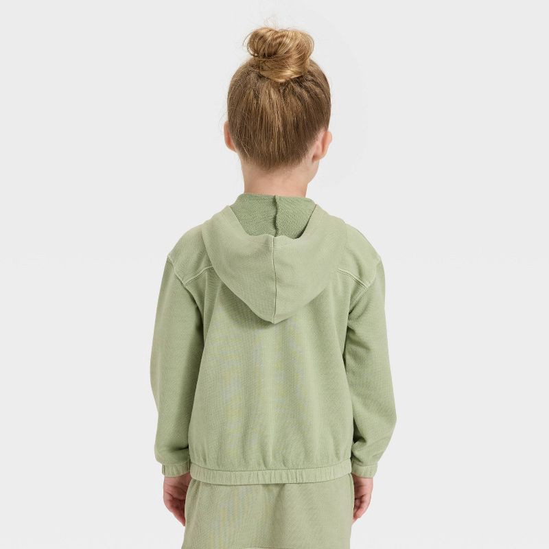 slide 3 of 3, Toddler Girls' Zip-Up French Terry Hoodie - Cat & Jack™ Olive Green 5T, 1 ct