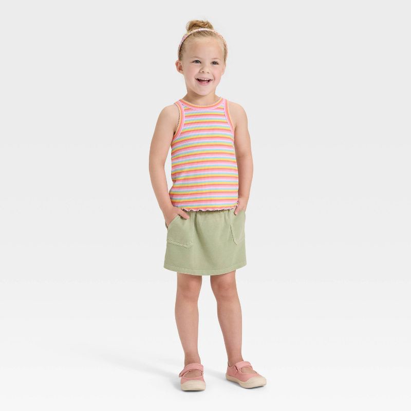 slide 3 of 3, Toddler Girls' French Terry Skort - Cat & Jack™ Light Olive Green 2T, 1 ct