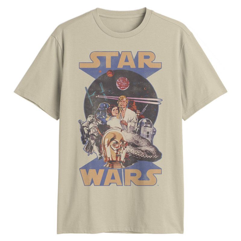 slide 1 of 3, Men's Star Wars Retro Graphic T-Shirt - Beige S, 1 ct